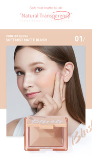 Pudaier Matte Blush Palette with Mirror Makeup Soft Mist Cheek Blush Powder 9 colors